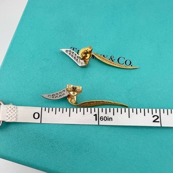 Tiffany & Co. 1983 Diamond Chrysalis Earrings 18k Gold Paloma Picasso - Picture 6 of 7